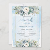 Whimsical Dusty Blue Peony Rehearsal Dinner Card Einladung (Vorderseite)