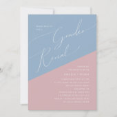 Whimsical Dusty Blue/Rose Baby Gender Reveal Einladung (Vorderseite)