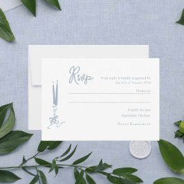 Whimsical Dusty Blue Wedding RSVP Card