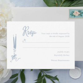 Whimsical Dusty Blue Wedding RSVP Card