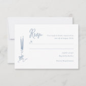 Whimsical Dusty Blue Wedding RSVP Card (Vorderseite)