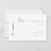 Whimsical Dusty Blue Wedding RSVP Card (Vorderseite)