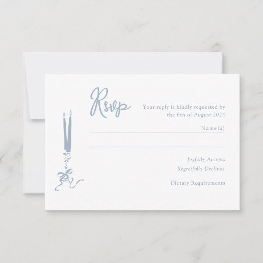 Whimsical Dusty Blue Wedding RSVP Card (Vorderseite)