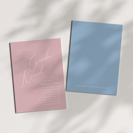 Whimsical Dusty Pink/Blue Baby Gender Reveal Einladung