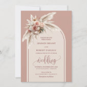Whimsical Dusty Pink Pampas Arch Wedding Einladung (Vorderseite)