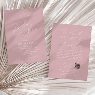 Whimsical Dusty Rose Alles-in-einem-Baby-Shower Einladung