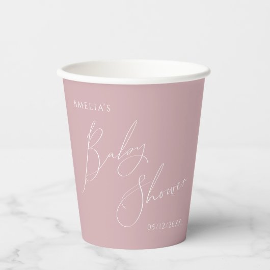 Whimsical Dusty Rose Babydusche Pappbecher (Vorderseite)