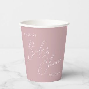 Whimsical Dusty Rose Babyparty Pappbecher