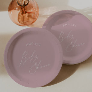 Whimsical Dusty Rose Babyparty Pappteller