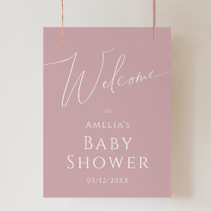 Whimsical Dusty Rose Begrüßungsschild Kinderdusche Poster