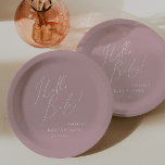 Whimsical Dusty Rose Hello Baby! Babyparty Pappteller<br><div class="desc">Die Rose ist ein Kindermädchen, das sich mit einem kleinen Teller aus Babyduschpapier auskennt, das sich perfekt für Ihre gemütliche Sommerferien- oder Sommerfeier eignet. Dieser Teller ist mit einem blüten, lichtdurchfluteten, boho-chischen Ambiente mit eleganter Kalligraphie und einem dezenten minimalistischen Design ausgestattet und eignet sich ideal für Mädchen. Außerdem ist es...</div>