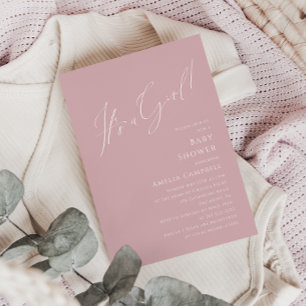 Whimsical Dusty Rose It's a Girl Baby Shower Einladung