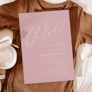 Whimsical Dusty Rose Oh Baby! Baby Shower Einladung