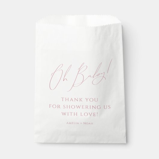 Whimsical Dusty Rose Oh Babydusche Danke Geschenktütchen (Vorderseite)