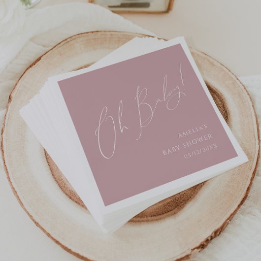 Whimsical Dusty Rose Oh Babydusche Napkins Serviette