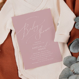 Whimsical Dusty Rose Paare Babydusche Einladung