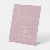 Whimsical Dusty Rose Welcome Baby Dusche Sockelschild (Vorderseite)
