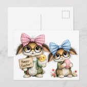 Whimsical Easter Bunnies  Postkarte (Vorne/Hinten)