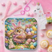 Whimsical Easter bunny and colourful eggs Pappteller (Party)