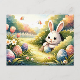 Whimsical Easter Bunny Garden Feiertagspostkarte