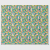Whimsical Easter Bunny Spring Meadow Botanical Geschenkpapier (Flach)