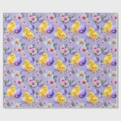 Whimsical Easter Chicks Wrapping Paper Geschenkpapier (Flach)
