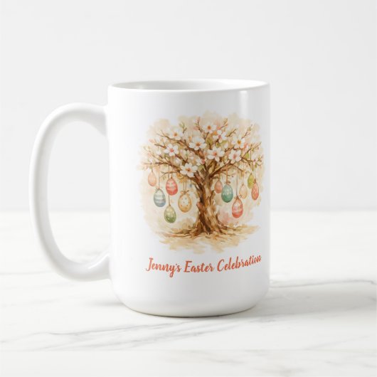 Whimsical Easter Mug with Blooming Tree and Eggs Kaffeetasse (Links)