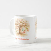 Whimsical Easter Mug with Blooming Tree and Eggs Kaffeetasse (Vorderseite Links)