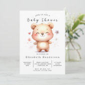 Whimsical Editable Bear Baby Dusche Einladung (Stehend Vorderseite)