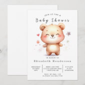 Whimsical Editable Bear Baby Dusche Einladung (Vorne/Hinten)
