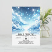 Whimsical Editable Celestial Digital Birthday Einladung (Stehend Vorderseite)