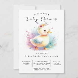 Whimsical Editable Duck Baby Duck Einladung
