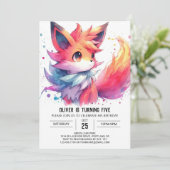 Whimsical Editable Fox Geburtstag Einladung (Stehend Vorderseite)