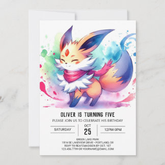 Whimsical Editable Fox Geburtstag Einladung
