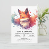 Whimsical Editable Fox Geburtstag Einladung (Stehend Vorderseite)