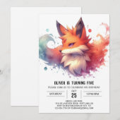 Whimsical Editable Fox Geburtstag Einladung (Vorne/Hinten)