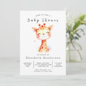 Whimsical Editable Giraffe Baby Dusche Einladung (Stehend Vorderseite)