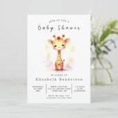 Whimsical Editable Giraffe Baby Dusche Einladung (Stehend Vorderseite)