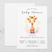 Whimsical Editable Giraffe Baby Dusche Einladung (Vorne/Hinten)