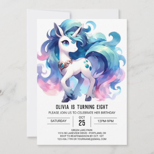 Whimsical Editable Horse Birthday Einladung (Vorderseite)