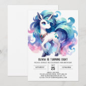 Whimsical Editable Horse Birthday Einladung (Vorne/Hinten)