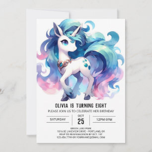 Whimsical Editable Horse Birthday Einladung