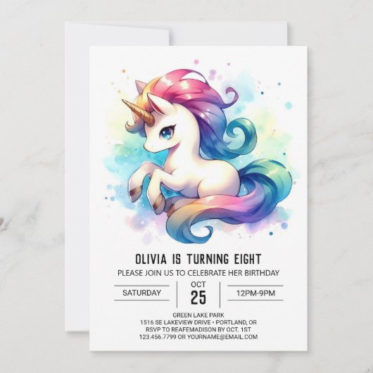 Whimsical Editable Horse Birthday Einladung (Vorderseite)