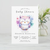 Whimsical Editable Owl Baby Dusche Einladung (Stehend Vorderseite)