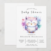 Whimsical Editable Owl Baby Dusche Einladung (Vorne/Hinten)