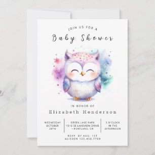 Whimsical Editable Owl Baby Dusche Einladung