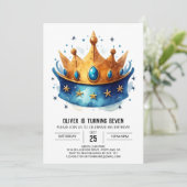 Whimsical Editable Prince Crown Geburtstag Einladung (Stehend Vorderseite)