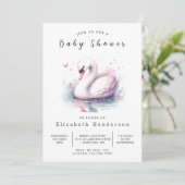Whimsical Editable Swan Baby Dusche Einladung (Stehend Vorderseite)