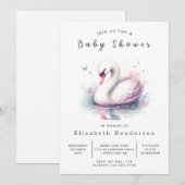 Whimsical Editable Swan Baby Dusche Einladung (Vorne/Hinten)