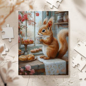 Whimsical Eichhörnchen Drink Tea Café Puzzle